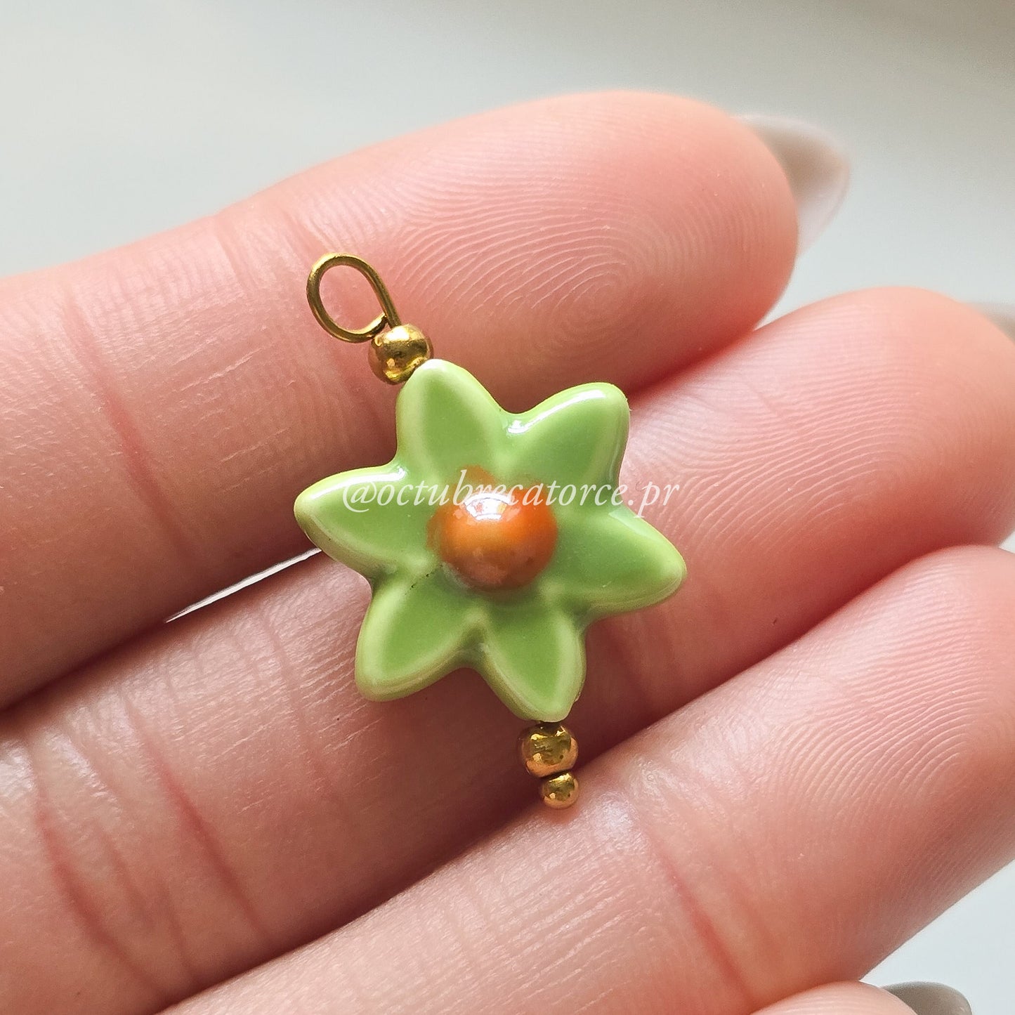 Green Flower Charm
