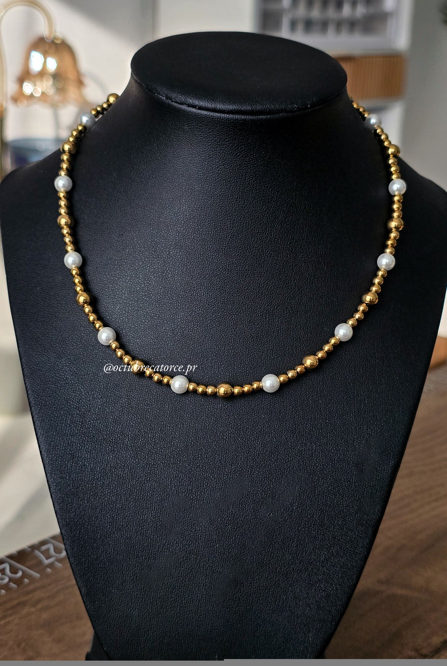 Golden and White Necklace