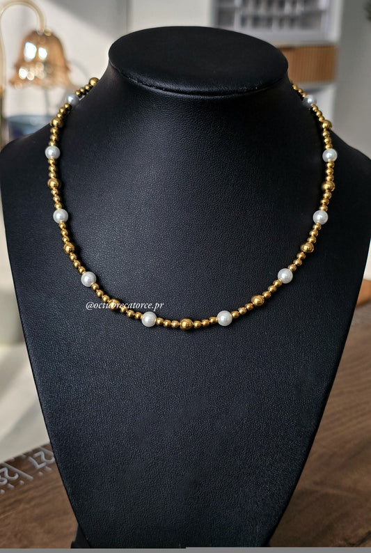 Golden and White Necklace
