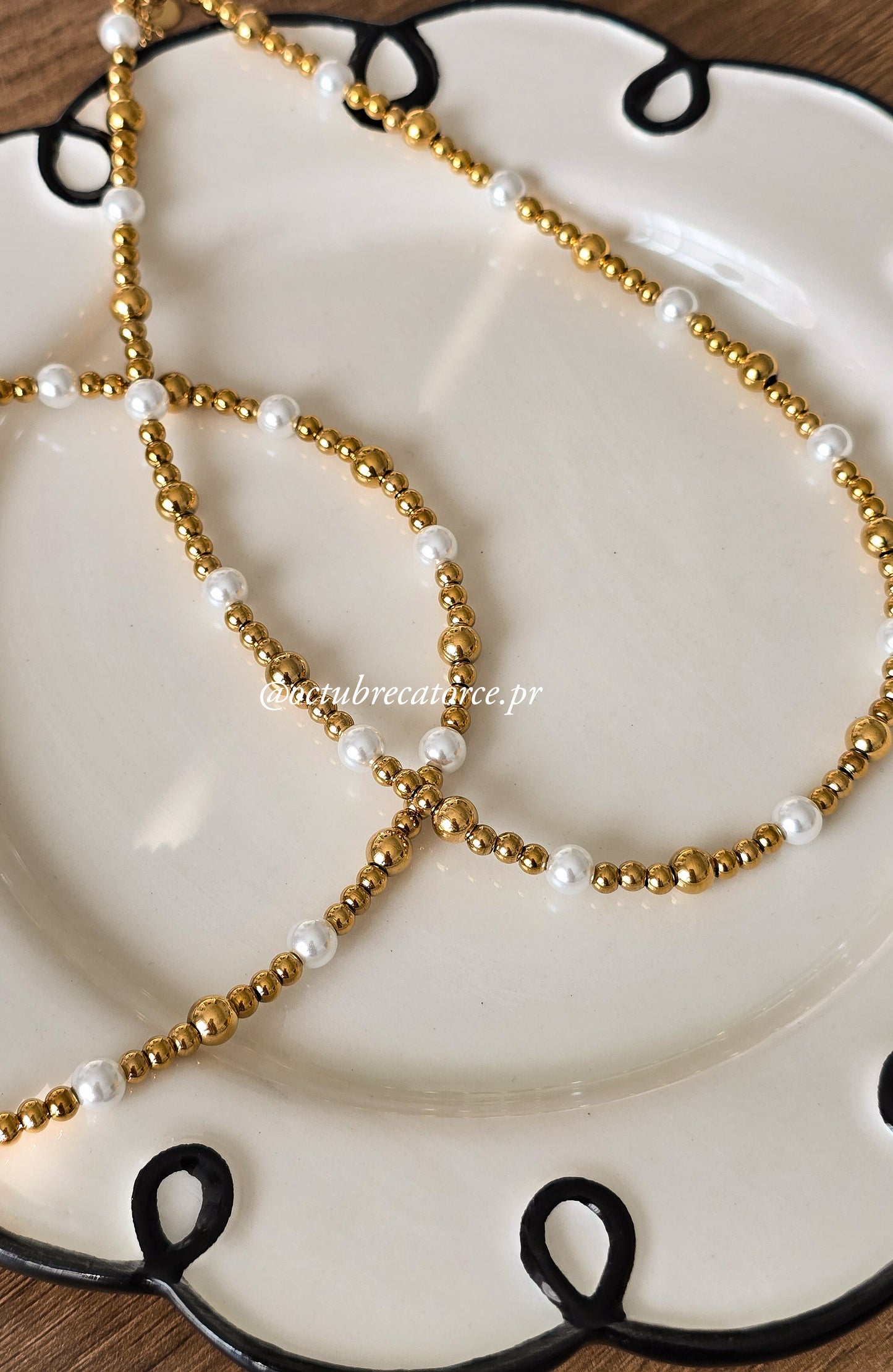 Golden and White Necklace